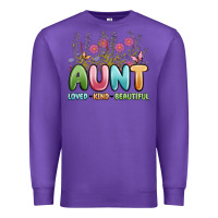 Purple aunt loved kind beautiful Premium Sweatshirt - MaliasSmallBusiness