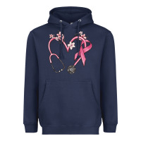Navy stethoscope nurse medical breast cancer awareness Heavyweight Hoodie - MaliasSmallBusiness