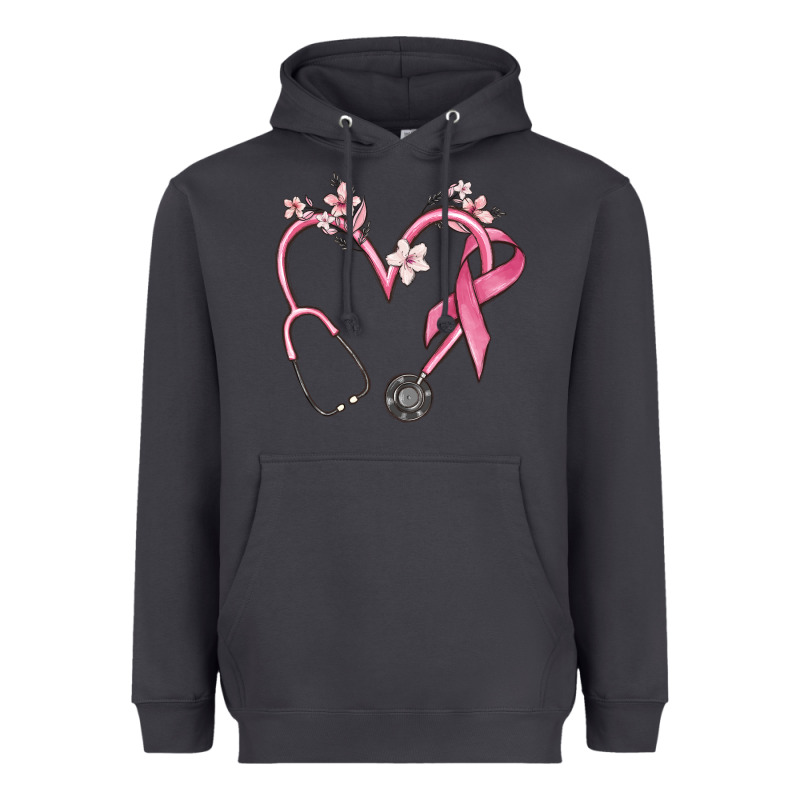 Stethoscope Nurse Medical Breast Cancer Awareness Heavyweight Hoodie by MaliasSmallBusiness | Teevron