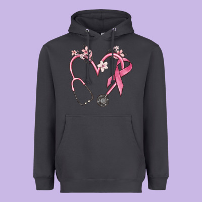 Stethoscope Nurse Medical Breast Cancer Awareness Heavyweight Hoodie Designed By Maliassmallbusiness