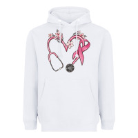 White stethoscope nurse medical breast cancer awareness Heavyweight Hoodie - MaliasSmallBusiness