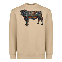 Mushroom black angus bull with western patterns Heavyweight Sweatshirt - RanaPortraitStore