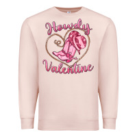 Pale Pink howdy valentine Premium Sweatshirt - MaliasSmallBusiness