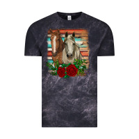 Cloud Black horses with roses Vintage Tee - RanaPortraitStore