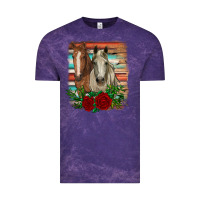 Cloud Purple horses with roses Vintage Tee - RanaPortraitStore