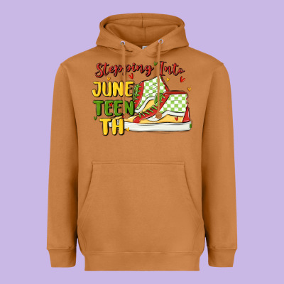 Stepping Into Juneteenth Heavyweight Hoodie Designed By Maliassmallbusiness