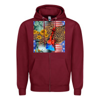 Burgundy statue of liberty american flag Zipper Hoodie - BundleAndBundleShop