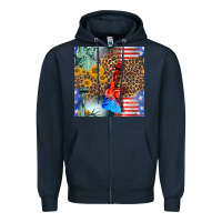 Navy statue of liberty american flag Zipper Hoodie - BundleAndBundleShop
