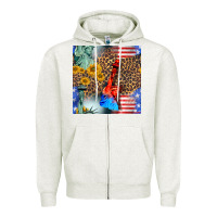 Oatmeal Heather statue of liberty american flag Zipper Hoodie - BundleAndBundleShop