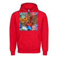 Red statue of liberty american flag Zipper Hoodie - BundleAndBundleShop