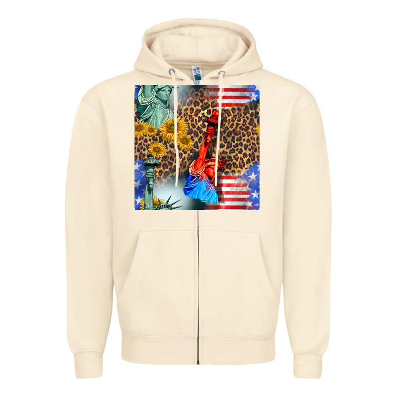 Statue Of Liberty American Flag Zipper Hoodie by BundleAndBundleShop | Teevron