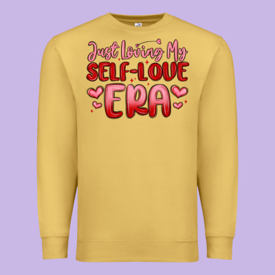 Just Loving My Self Love Era Premium Sweatshirt Designed By Maliassmallbusiness