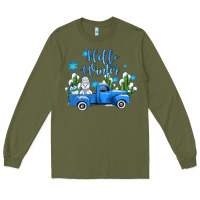 Army Green hello winter with sniwman and  truck Long Sleeve Tee - AdoDesignShop