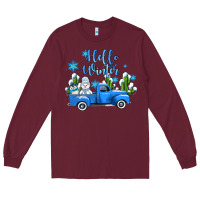 Burgundy hello winter with sniwman and  truck Long Sleeve Tee - AdoDesignShop