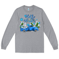Heather Grey hello winter with sniwman and  truck Long Sleeve Tee - AdoDesignShop