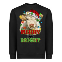Merry And Bright Charolais Cattle Cow With Christm Heavyweight Sweatshirt | Teevron