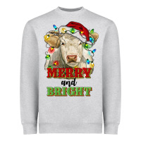 Heather Grey merry and bright charolais cattle cow with christm Heavyweight Sweatshirt - RanaPortraitStore