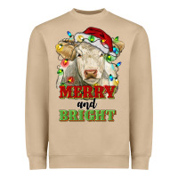 Mushroom merry and bright charolais cattle cow with christm Heavyweight Sweatshirt - RanaPortraitStore