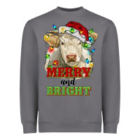Storm merry and bright charolais cattle cow with christm Heavyweight Sweatshirt - RanaPortraitStore