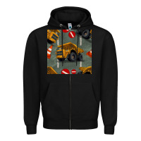 Black dump truck seamles pattern Zipper Hoodie - BundleAndBundleShop