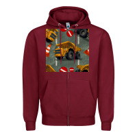 Burgundy dump truck seamles pattern Zipper Hoodie - BundleAndBundleShop