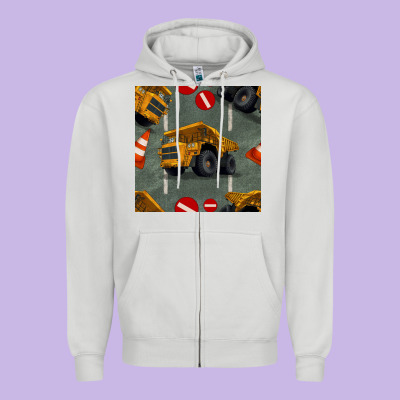 Dump Truck Seamles Pattern Zipper Hoodie Designed By Bundleandbundleshop