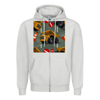 Dove Grey dump truck seamles pattern Zipper Hoodie - BundleAndBundleShop