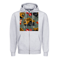 Heather Grey dump truck seamles pattern Zipper Hoodie - BundleAndBundleShop