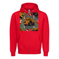 Red dump truck seamles pattern Zipper Hoodie - BundleAndBundleShop