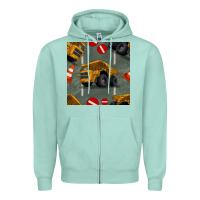 Seafoam dump truck seamles pattern Zipper Hoodie - BundleAndBundleShop