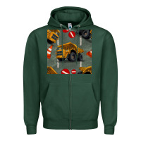 Sports Green dump truck seamles pattern Zipper Hoodie - BundleAndBundleShop