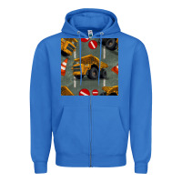 True Royal dump truck seamles pattern Zipper Hoodie - BundleAndBundleShop