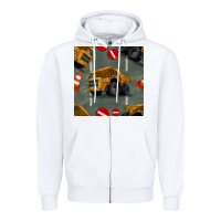 White dump truck seamles pattern Zipper Hoodie - BundleAndBundleShop