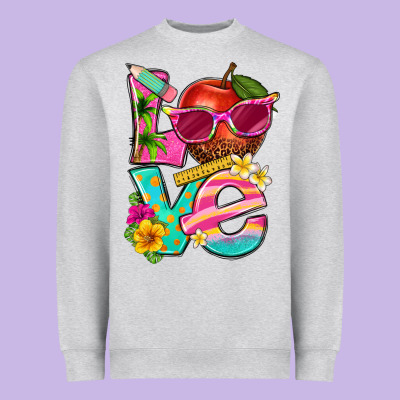 Love Summer Teacher Heavyweight Sweatshirt Designed By Texasbilliewilder