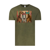Vintage Olive horses with bandanas Vintage Tee - RanaPortraitStore