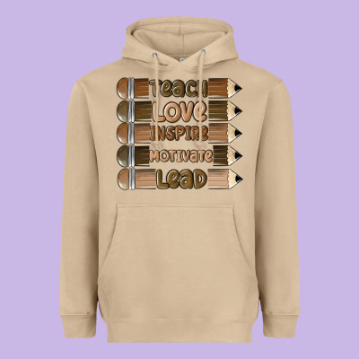 Teach Love Inspire Heavyweight Hoodie Designed By Maliassmallbusiness