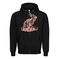 Black bunny with blossom flower Zipper Hoodie - Artiststas