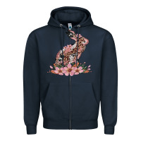 Navy bunny with blossom flower Zipper Hoodie - Artiststas
