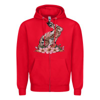 Red bunny with blossom flower Zipper Hoodie - Artiststas