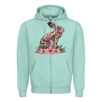 Seafoam bunny with blossom flower Zipper Hoodie - Artiststas