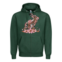 Sports Green bunny with blossom flower Zipper Hoodie - Artiststas