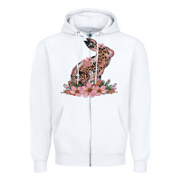 White bunny with blossom flower Zipper Hoodie - Artiststas