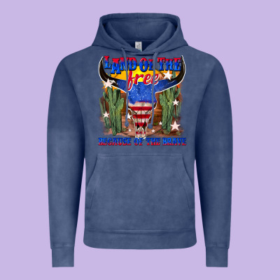 Vintage Hoodie land of the free because of the brave