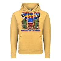 Vintage Mustard land of the free because of the brave Vintage Hoodie - texasbilliewilder