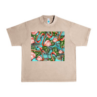 French Oak flamingos with leaves Urban Heavy Tee - BarkalooDesign