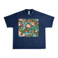 Navy flamingos with leaves Urban Heavy Tee - BarkalooDesign