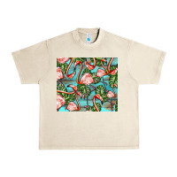 Sandshell flamingos with leaves Urban Heavy Tee - BarkalooDesign