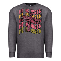 Charcoal Heather he is risen Premium Sweatshirt - MaliasSmallBusiness