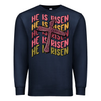 Navy he is risen Premium Sweatshirt - MaliasSmallBusiness