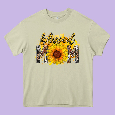 Blessed Mom Sunflower Heavy Core Tee Designed By Racoondesign